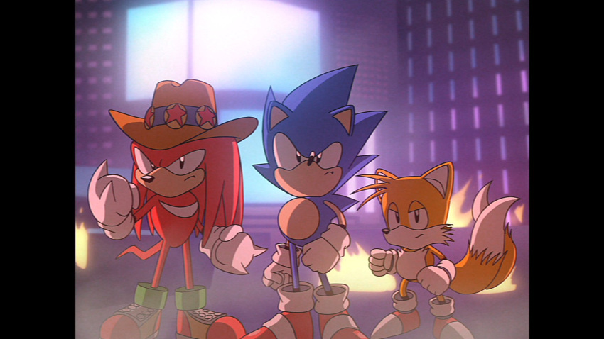 3boys, animal_ears, animification, blue_fur, brown_hat, clenched_hand, closed_mouth, commentary