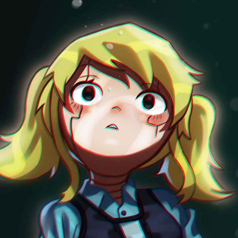 1girl, artificial_eye, blonde_hair, blue_dress, doll, dress, empty_eyes, gothic_lolita