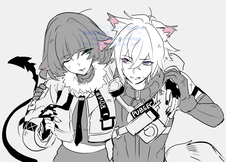 1boy, 1girl, animal_ears, black_gloves, black_hair, blue_eyes, carrying, carrying_person