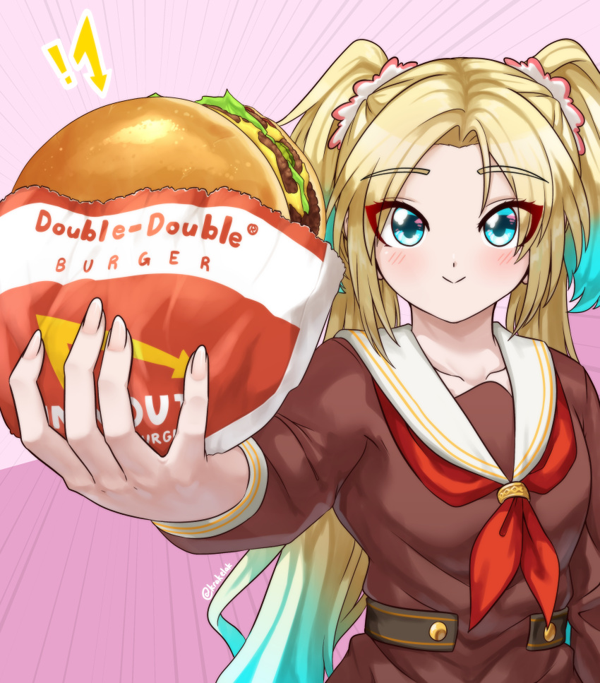 !, 1girl, :>, absurdres, alt_text, arrow_(symbol), blonde_hair, blue_eyes
