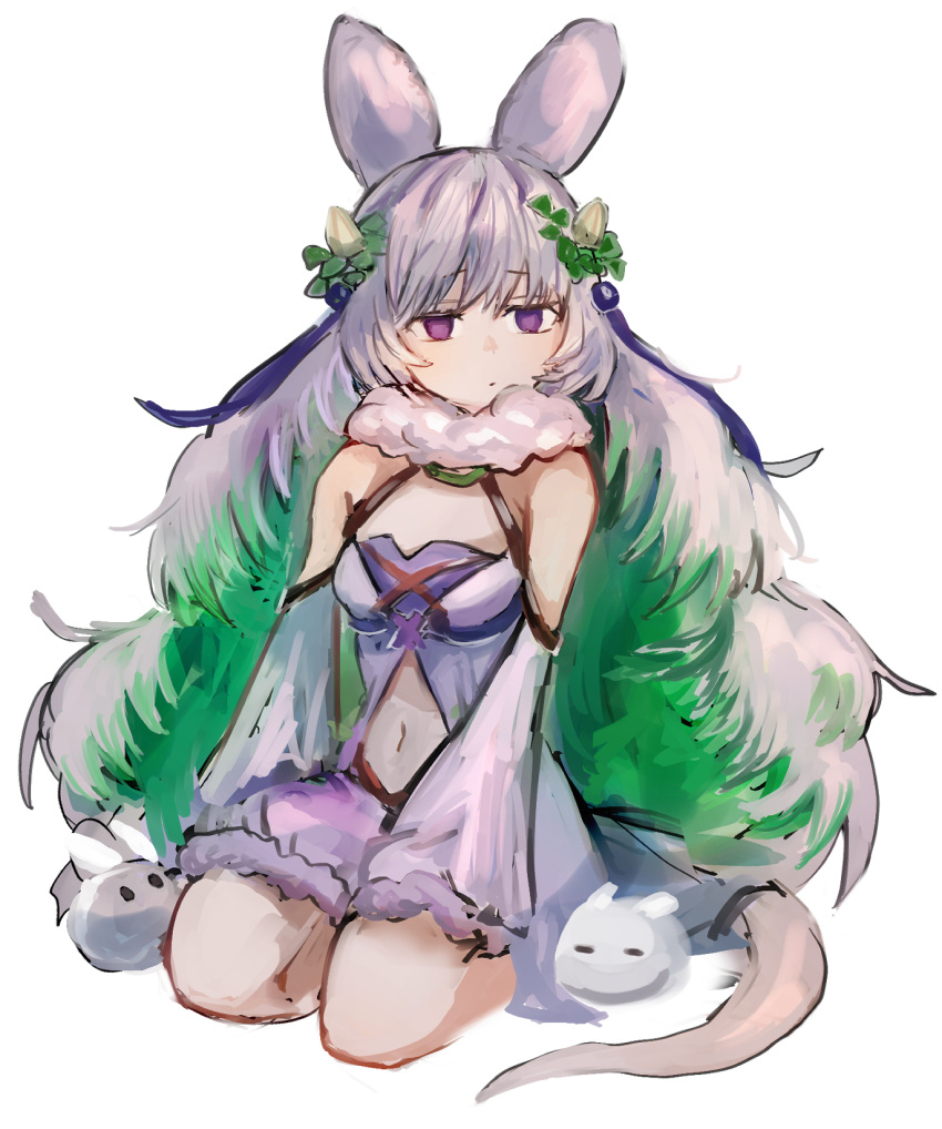 1girl, colored_inner_hair, detached_sleeves, duel_monster, expressionless, familiar, grey_hair, hatano_kiyoshi