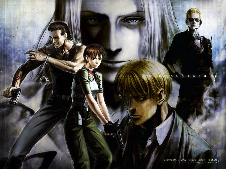 albert_wesker, billy_coen, character_request, group, gun, headphones, rebecca_chambers, resident_evil