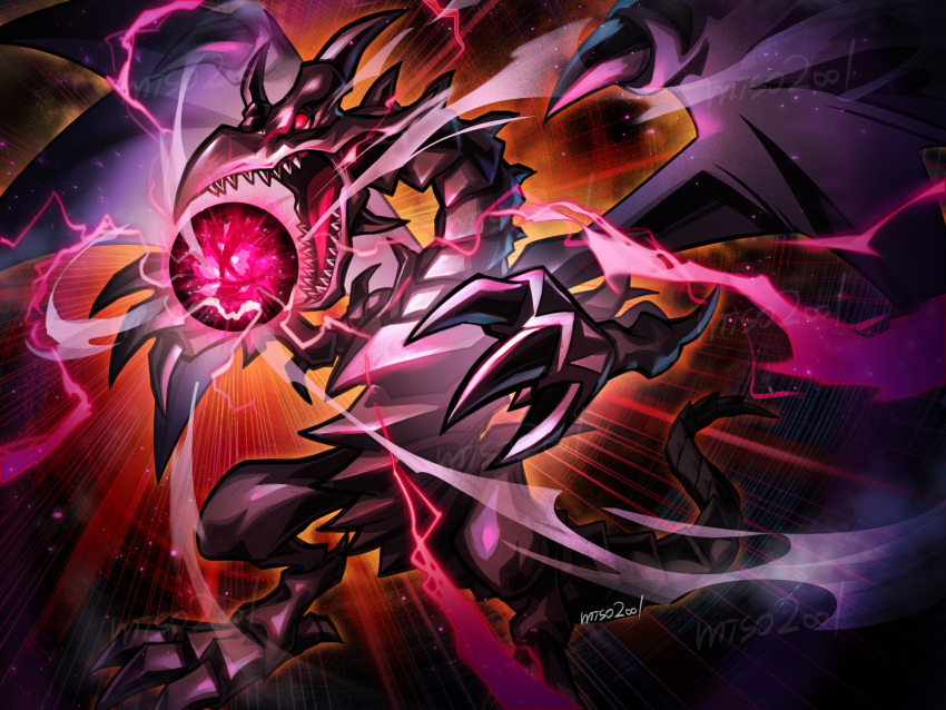 artist_name, aura, black_skin, colored_skin, dragon, duel_monster, electricity, full_body