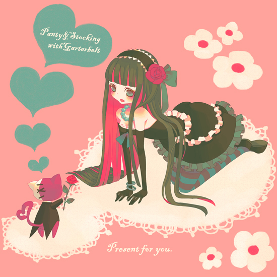 all_fours, bitikara, black_hair, blush, bow, bracelet, cat, dress