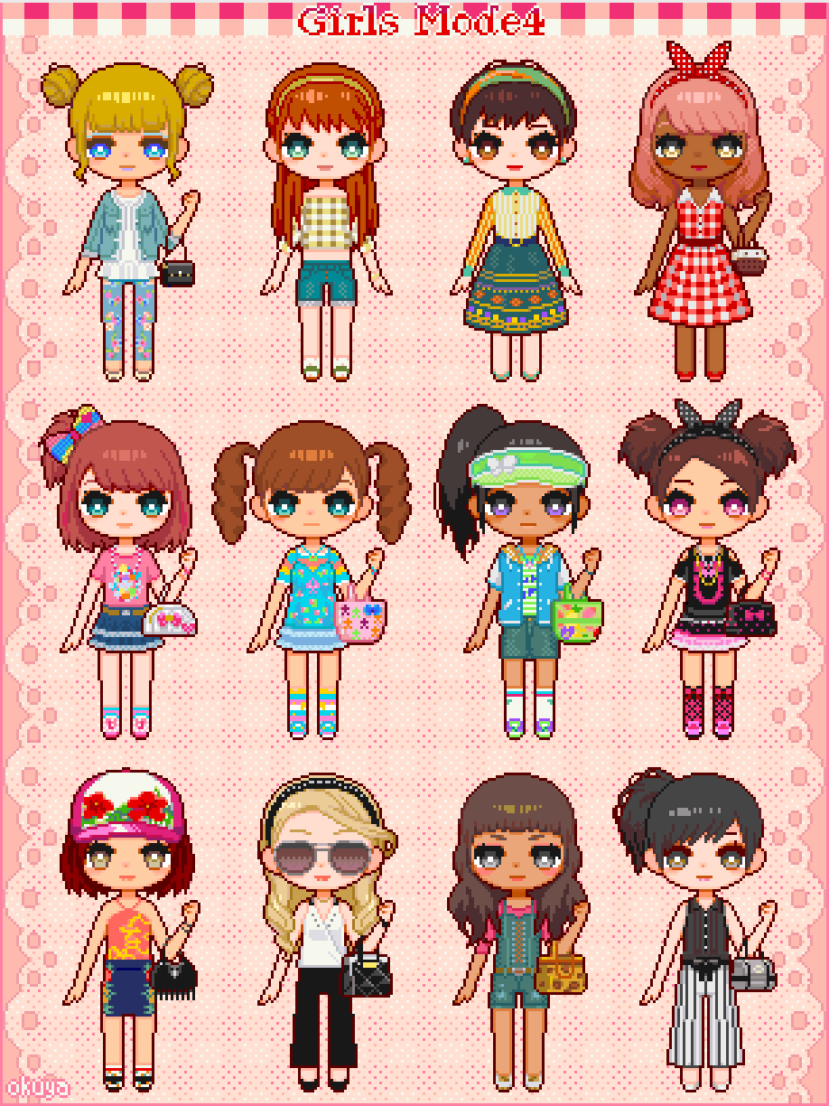 6+girls, aqua_eyes, bag, baseball_cap, black_hair, blonde_hair, blue_eyes, bob_cut