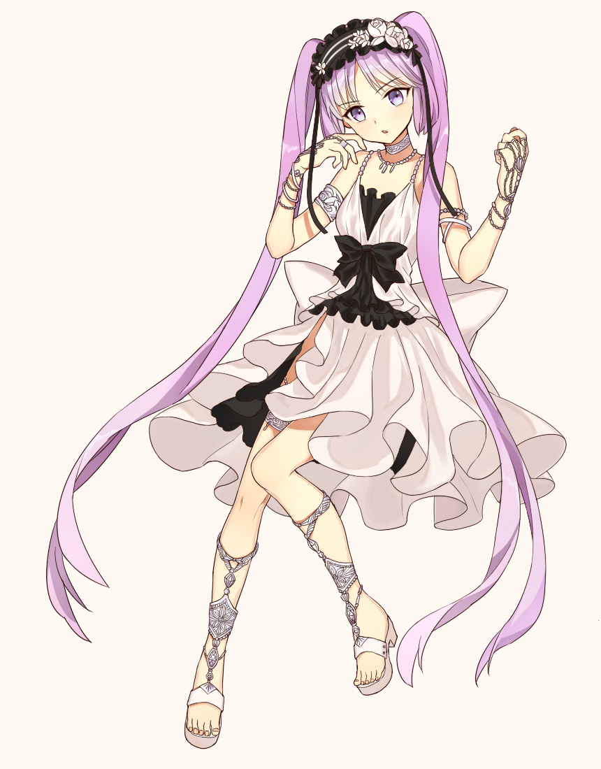 1girl, absurdly_long_hair, armlet, bare_shoulders, bracelet, commentary, dress, euryale_(fate)
