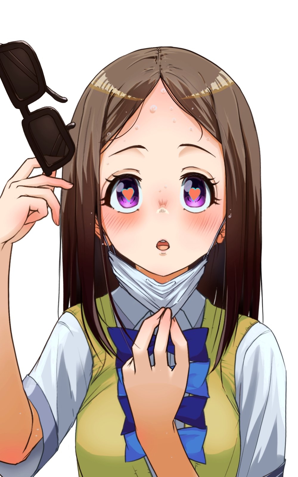 1girl, :o, akatsuki_(akatsukinotsuki), asagumo_chihaya, blue_bow, blue_bowtie, blush, bow