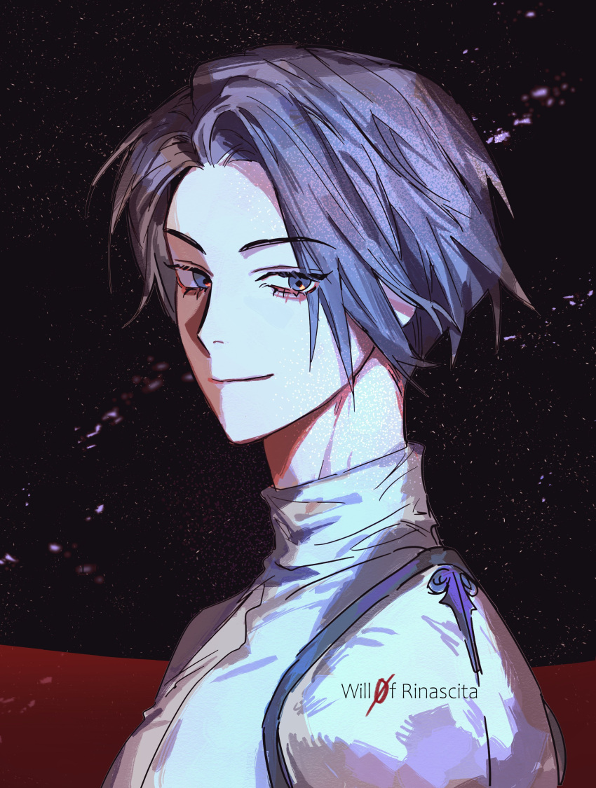 1girl, absurdres, androgynous, black_hair, black_sky, blue_eyes, final_fantasy, final_fantasy_xiv