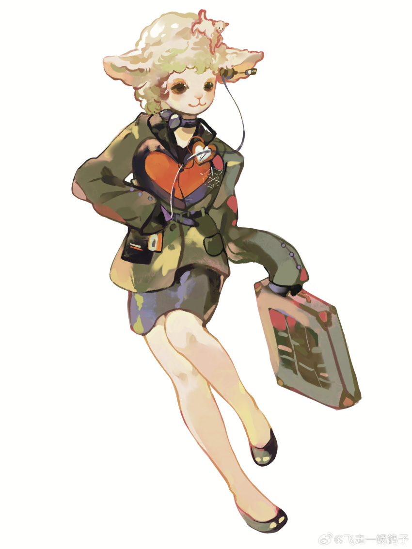 1girl, absurdres, animal_head, barbara_(reverse:1999), black_footwear, black_skirt, earphones, fei_zou_yi_guo_gezi