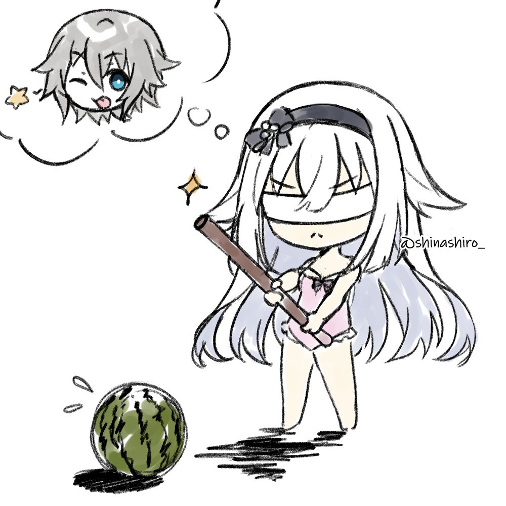 2girls, arusu_maria, black_hairband, blue_eyes, chibi, date_a_live, date_a_live:_arusu_install, food