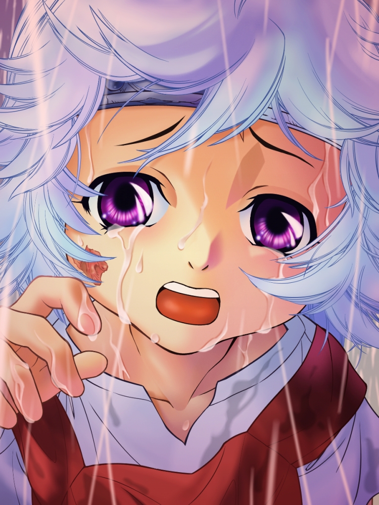 1girl, casshern_(series), casshern_sins, collarbone, commentary_request, crying, crying_with_eyes_open, dress