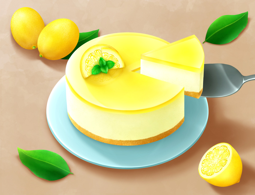 absurdres, brown_background, cheesecake, dessert, food, food_focus, fruit, highres