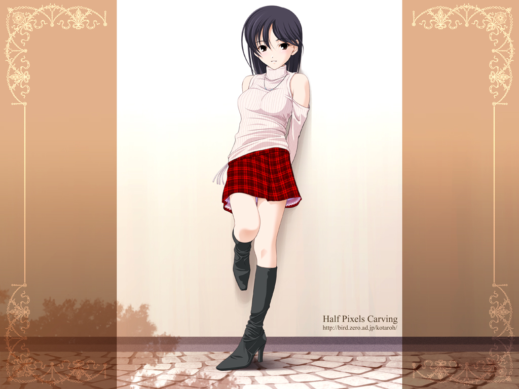 aizawa_kotaroh, aizawa_kotarou, boots, half_pixels_carving, miniskirt, original, skirt, wallpaper