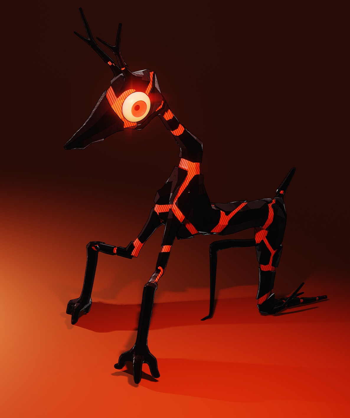 3d, antennae, glowing, glowing_eyes, gradient_background, highres, limbus_company, monster