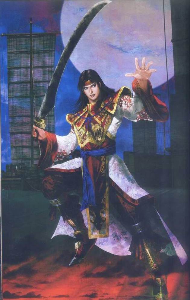 armored, black_eyes, black_hair, boots, dynasty_warriors, koei, moon, night