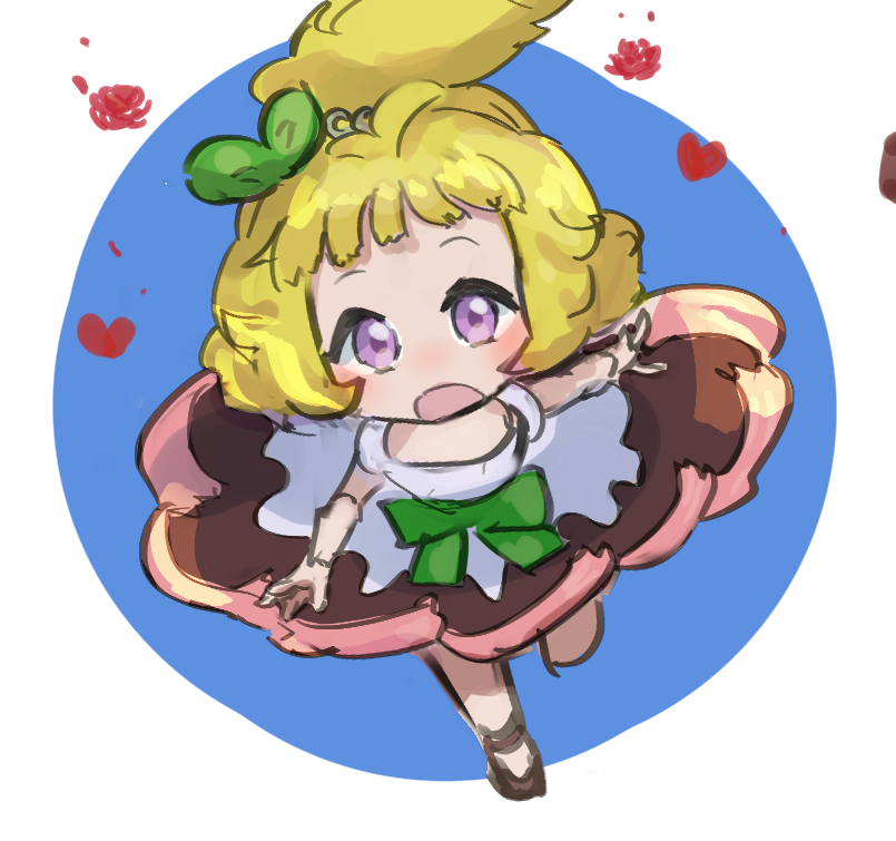 1girl, blonde_hair, dress, duel_monster, frilled_dress, frills, full_body, hatano_kiyoshi