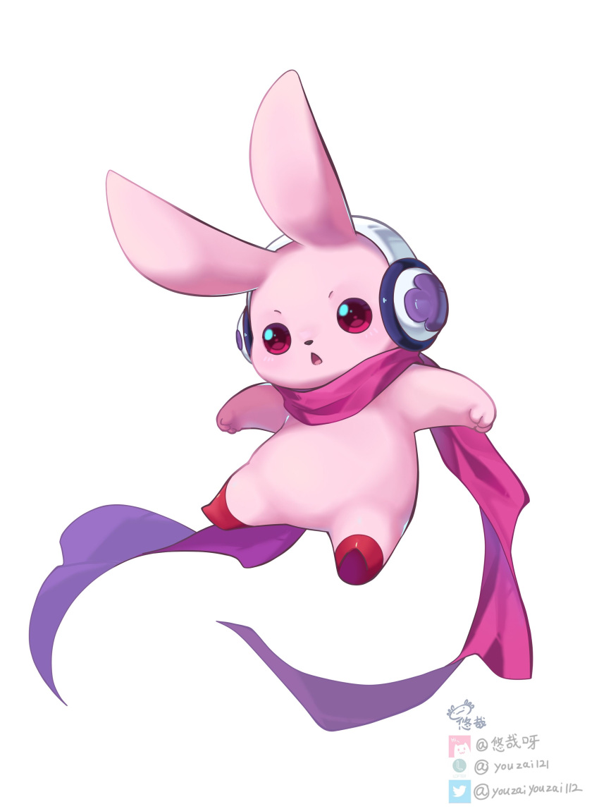 absurdres, creature_focus, cutemon, digimon, full_body, headphones, highres, legs_apart