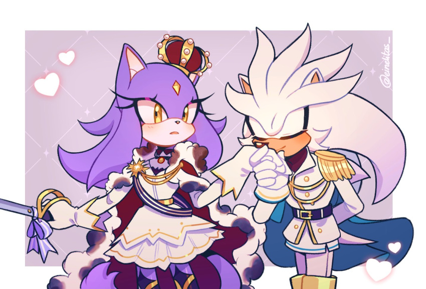 1boy, 1girl, alternate_costume, alternate_hairstyle, animal_ears, artist_name, belt, black_belt