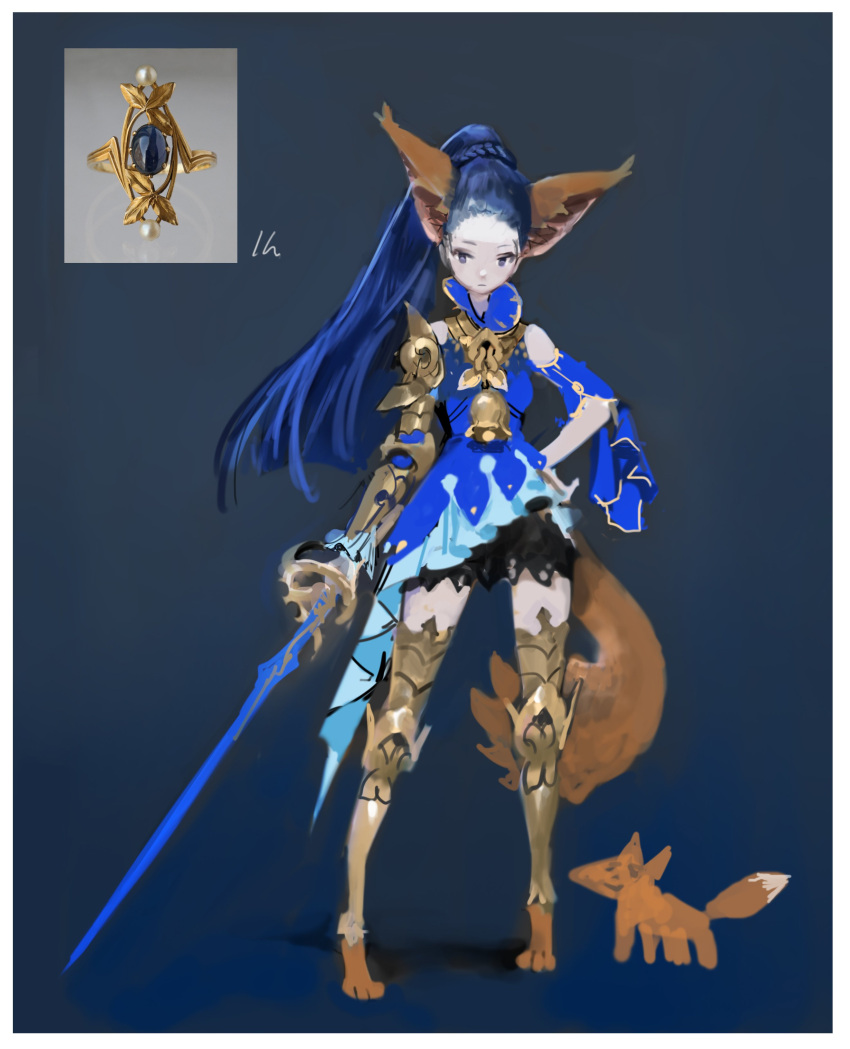 1girl, absurdres, animal_ears, animal_feet, asymmetrical_docking, bell, black_gemstone, black_skirt
