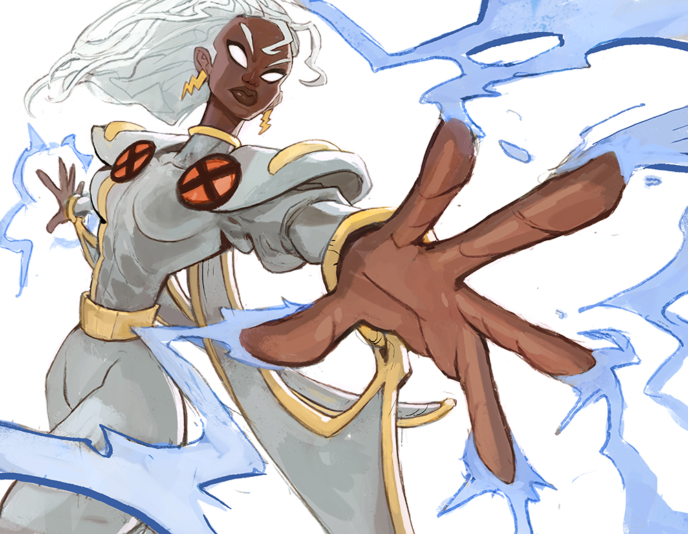 1girl, blank_eyes, bodysuit, cape, closed_mouth, dark-skinned_female, dark_skin, earrings