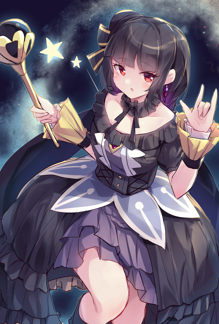 1girl, absurdres, black_dress, black_hair, blunt_bangs, dress, duel_monster, gothic_lolita