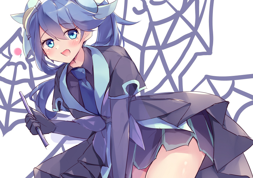 1girl, absurdres, aromage_jasmine, aromaseraphy_jasmine, blue_dress, blue_eyes, blue_hair, blue_necktie