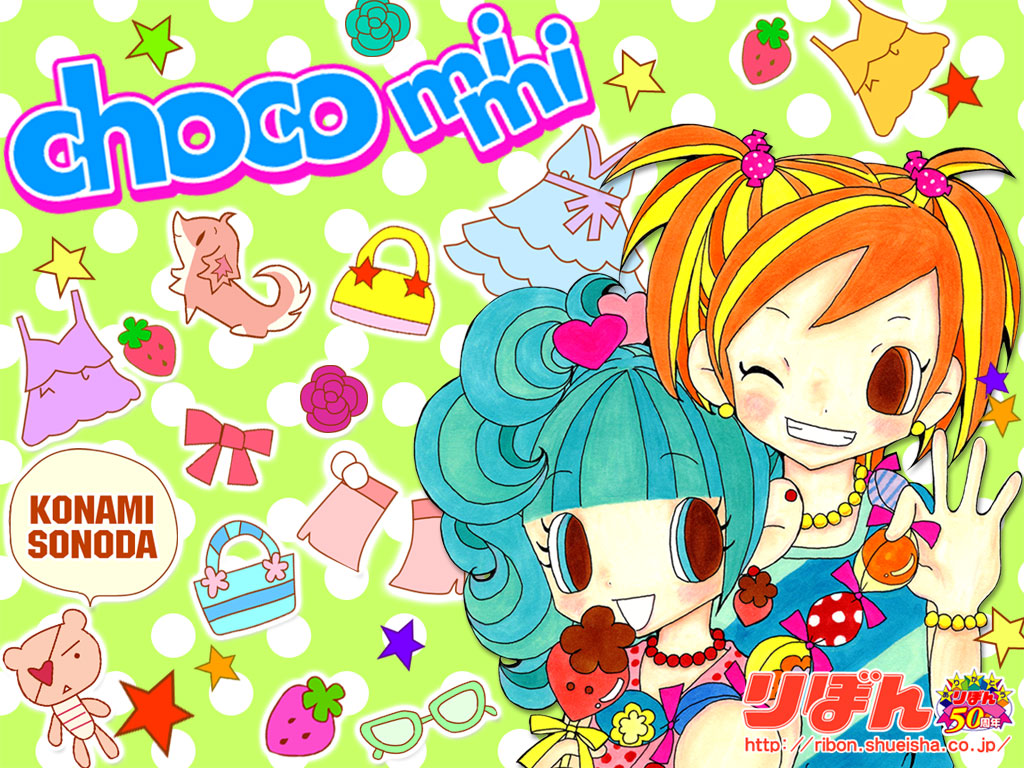 2girls, aqua_hair, archived_source, artist_name, blonde_hair, blue_eyes, candy, chiyoko_sakurai