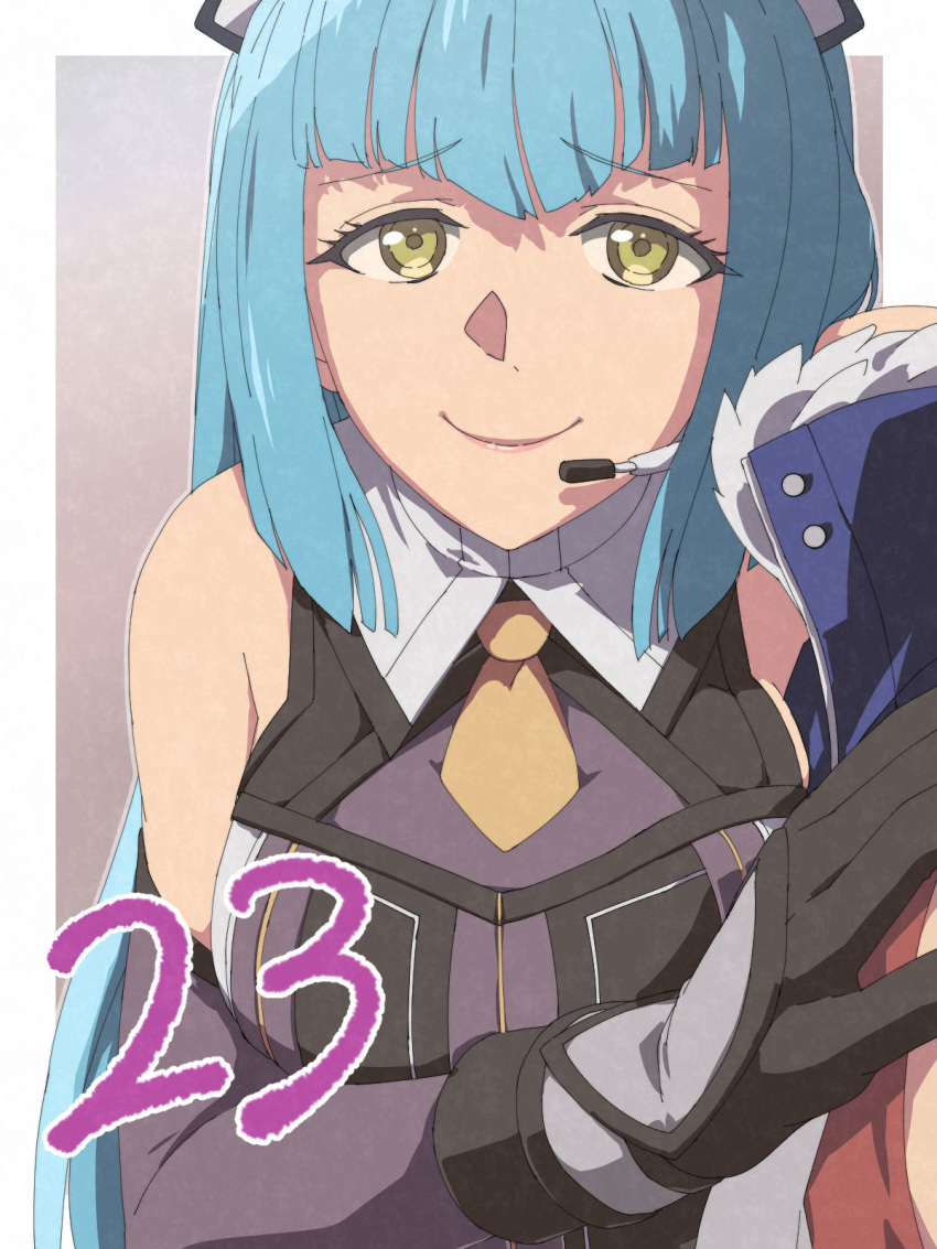 1girl, black_gloves, border, chiharu_(9654784), countdown, eiyuu_densetsu, gloves, gradient_background