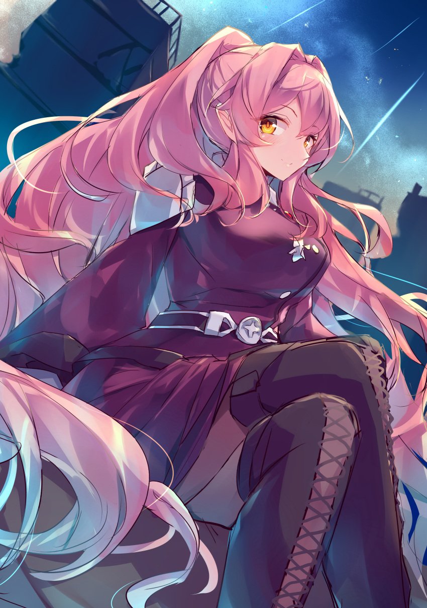 1girl, absurdres, armor, belt, belt_buckle, black_footwear, boots, breasts