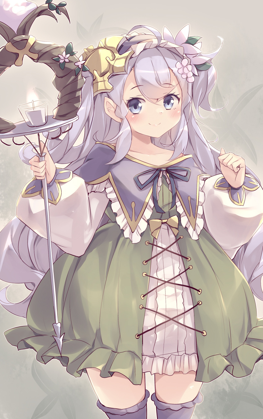 1girl, absurdres, adapted_costume, ahoge, aromage_jasmine, dress, duel_monster, flower