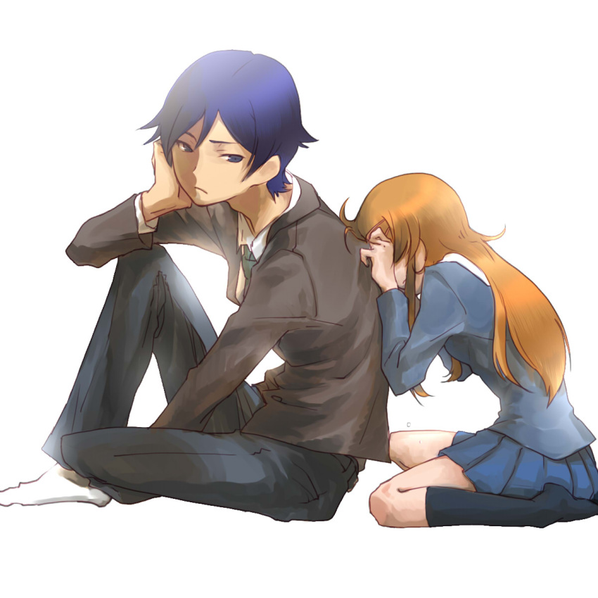 brother_and_sister, face, fukuro_kouji, highres, kousaka_kirino, kousaka_kyousuke, long_hair, necktie