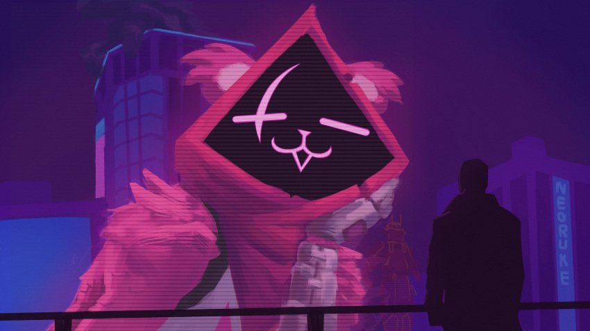1boy, 1girl, :3, =_=, absurdres, artist_name, blade_runner_2049, english_commentary