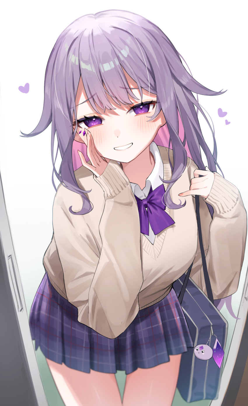 1girl, absurdres, alternate_costume, aotake_iro, bag, cardigan, colored_inner_hair, commentary