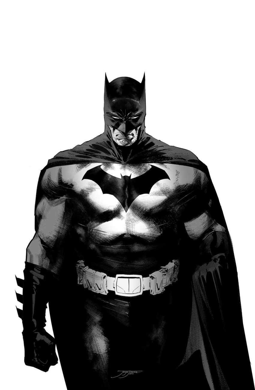 1boy, batman, batman_(series), batman_symbol, belt, black_cape, black_gloves, black_mask