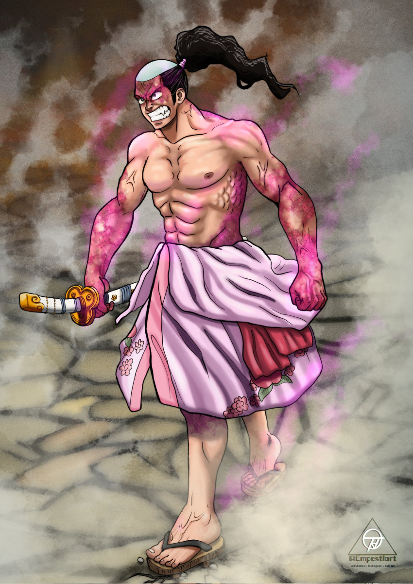 1boy, abs, alternate_form, angry, artist_name, black_eyes, black_hair, chasenmage