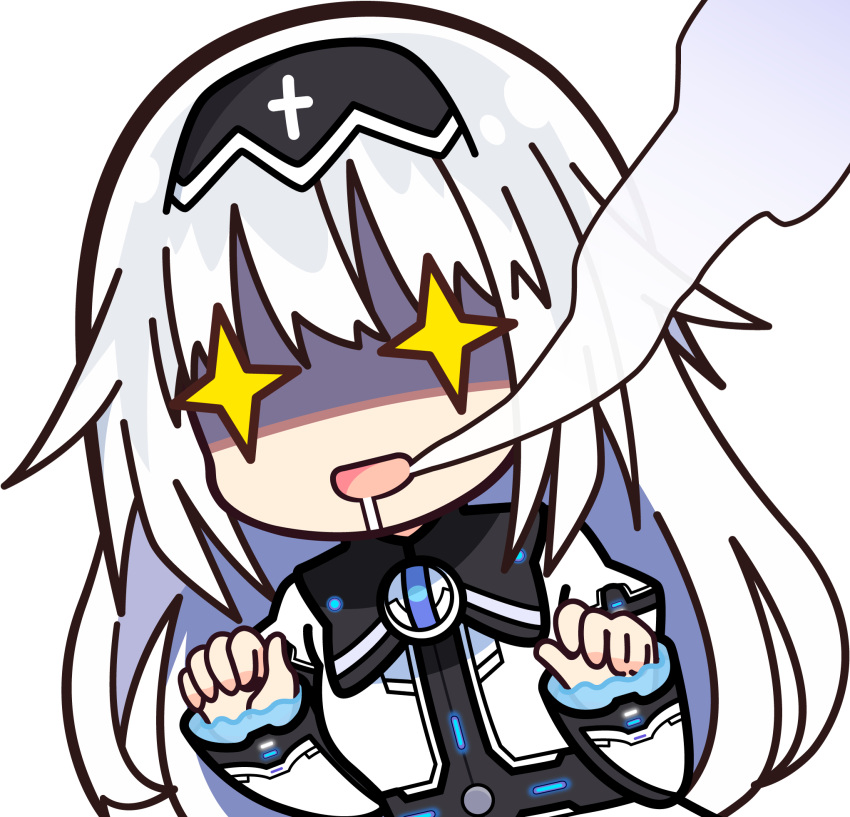1girl, arusu_maria, chibi, date_a_live, date_a_live:_arusu_install, dress, drooling, hairband