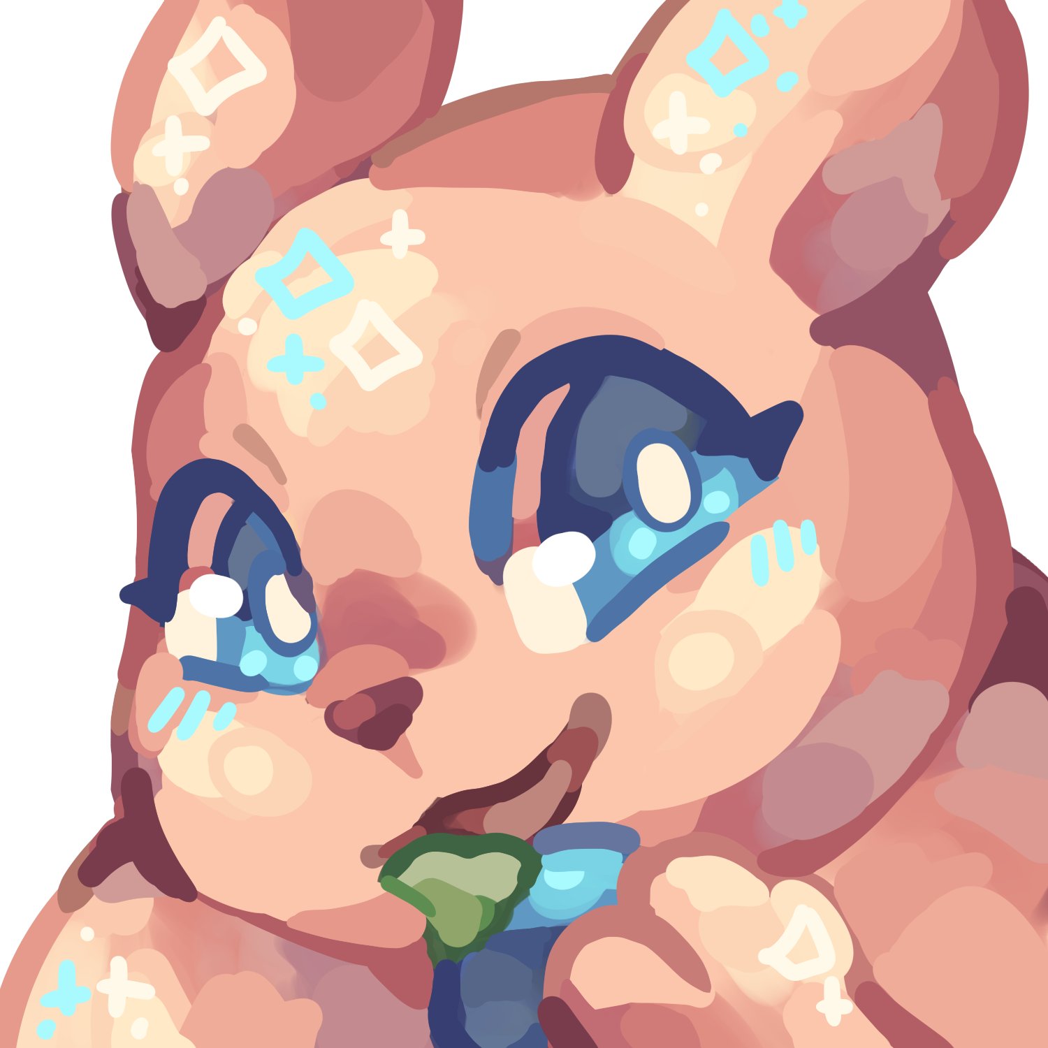 amenalyme, blue_blush, blue_eyes, blue_fruit_(rain_world), creature, eating, gourmand_(rain_world), headshot