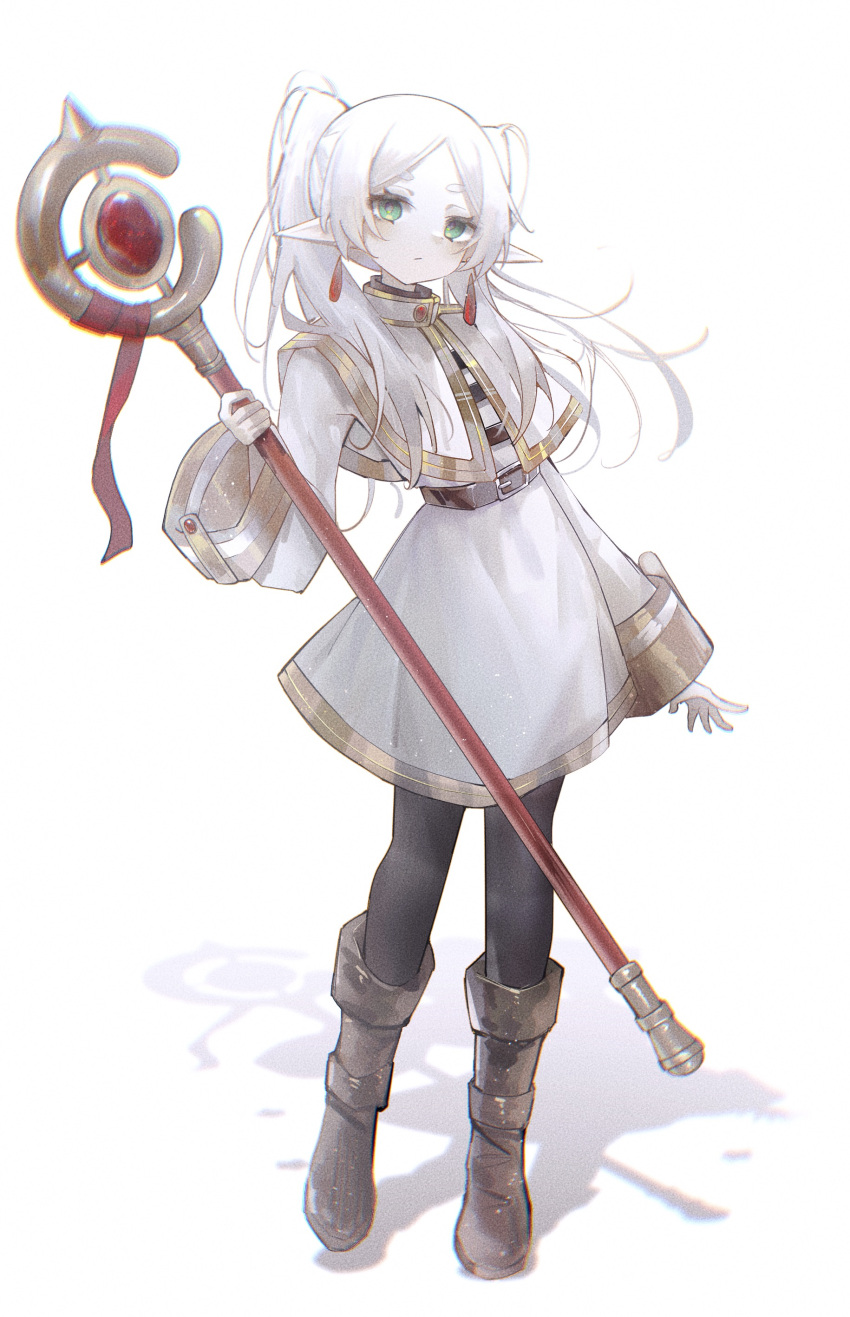 1girl, absurdres, belt, belt_buckle, black_pantyhose, black_shirt, boots, bright_pupils