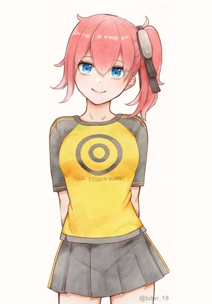 1girl, aiba_ami, black_shirt, black_skirt, blue_eyes, cowboy_shot, digimon, digimon_story:_cyber_sleuth