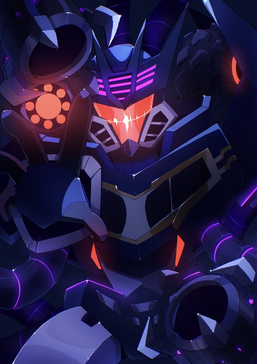 absurdres, alphaiswaifu, assault_visor, helmet, highres, humanoid_robot, mecha, neon_lights