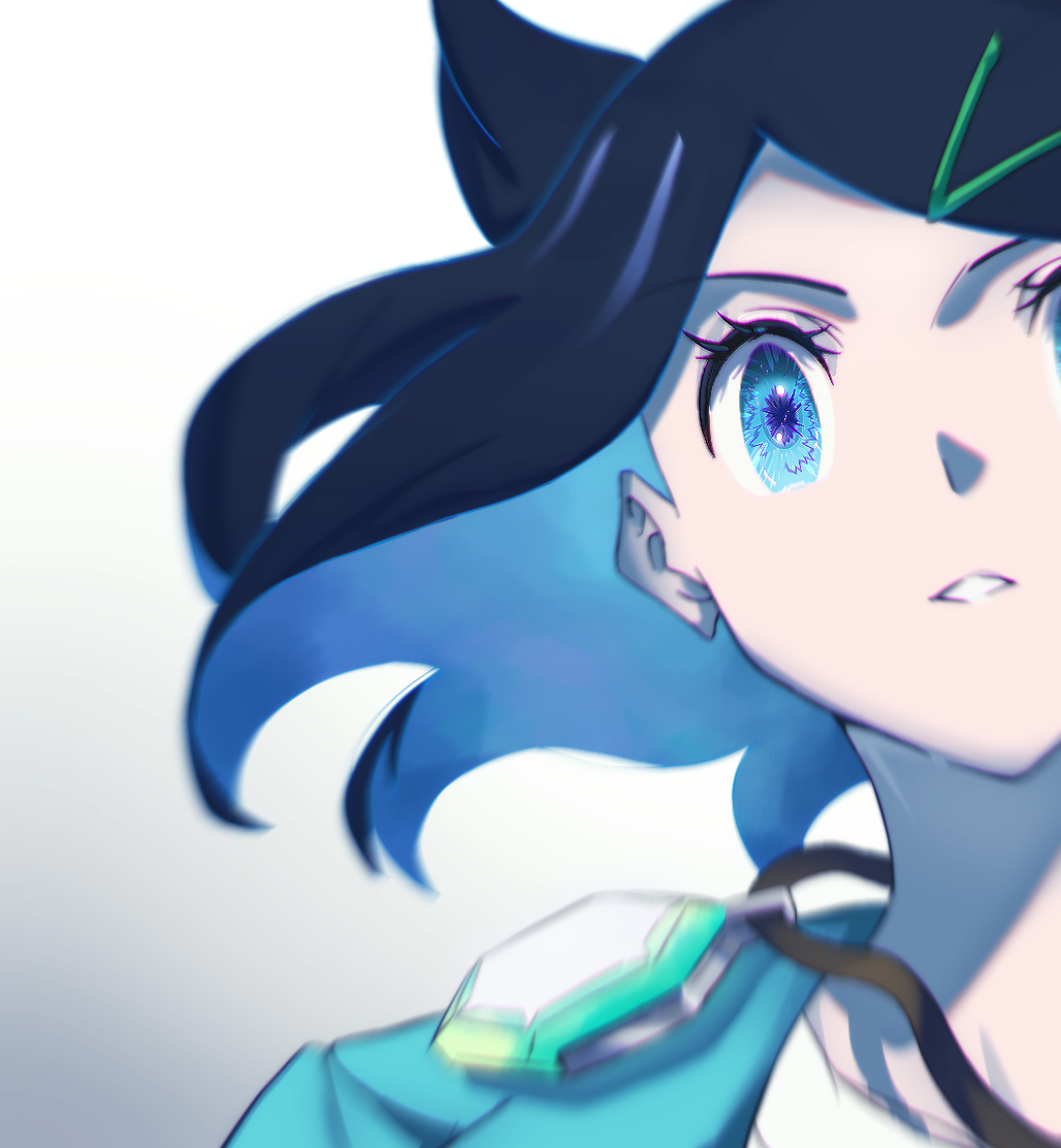1girl, black_hair, blue_eyes, blue_hair, colored_inner_hair, eyelashes, hair_ornament, hairclip