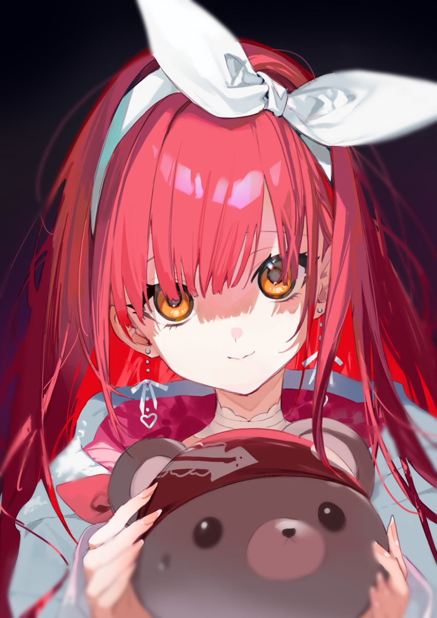 1girl, absurdres, amana_(pocketkey), heterochromia, highres, holding, holding_stuffed_toy, hololive