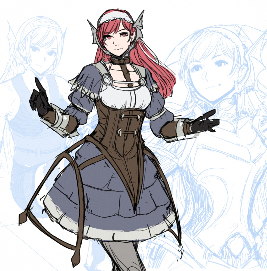 1girl, alternate_costume, cherche_(fire_emblem), closed_mouth, cm_lynarc, corset, dress, english_commentary