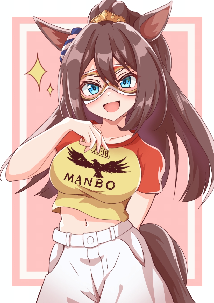 1girl, animal_ears, black_hair, blue_eyes, blush, breasts, casual, collarbone