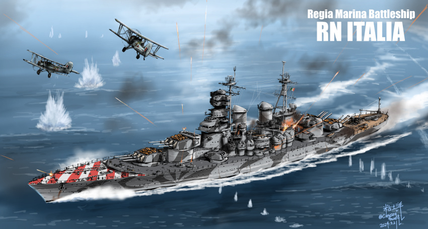 aircraft, airplane, anti-aircraft_gun, battle, battleship, biplane, cannon, fairey_swordfish