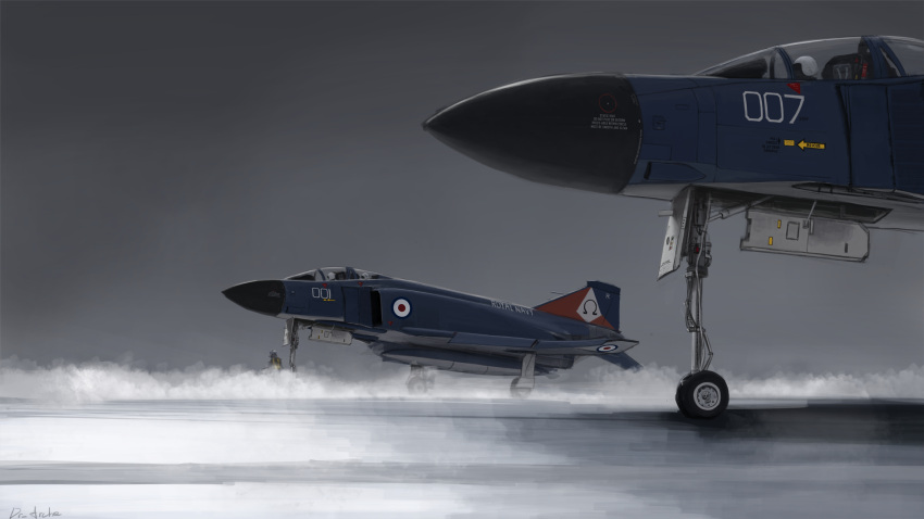 2others, aircraft, airplane, clouds, cloudy_sky, dr-arche, f-4_phantom_ii, fighter_jet