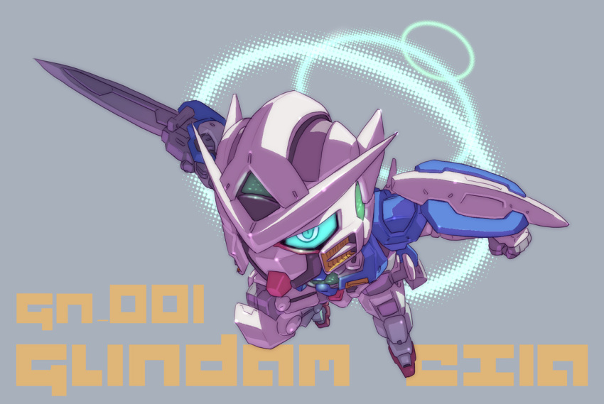 chibi, exia, gundam, gundam_00, king_of_unlucky, mecha, shield, sword