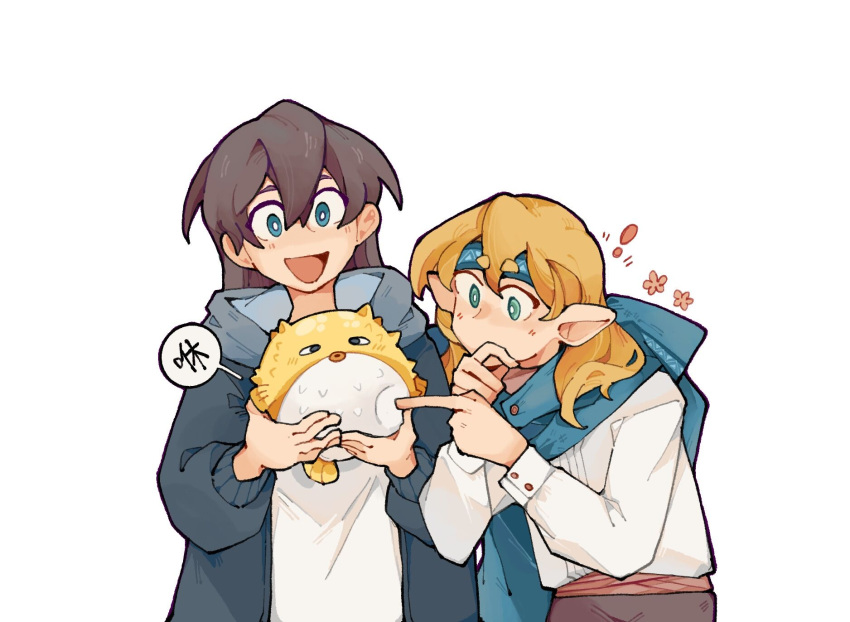 !, 2girls, alternate_hair_color, animal, animification, blonde_hair, blue_eyes, blue_headband