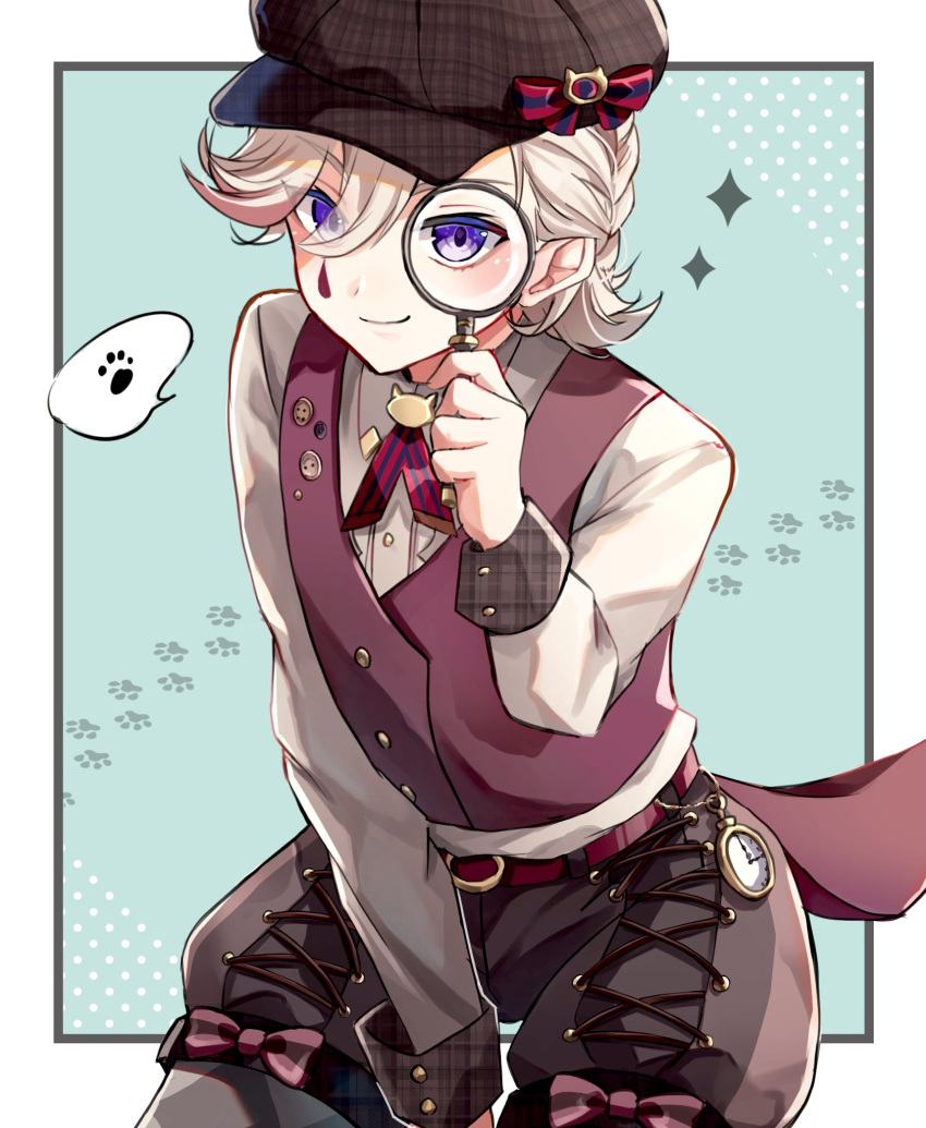 1boy, brown_hat, brown_shirt, brown_short, closed_mouth, genshin_impact, hat, highres