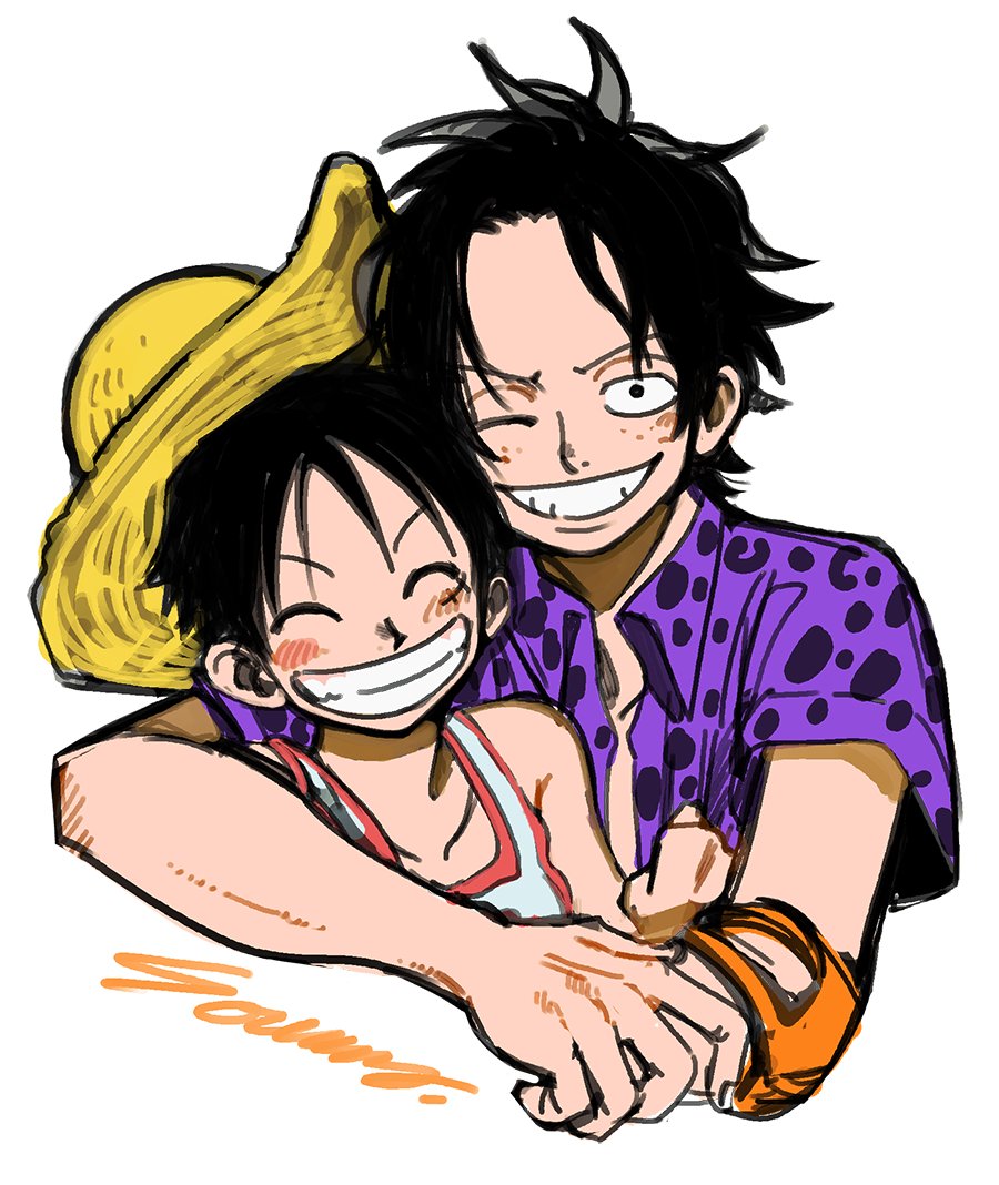 2boys, ^_^, black_hair, blush, brothers, closed_eyes, commentary, elbow_pads